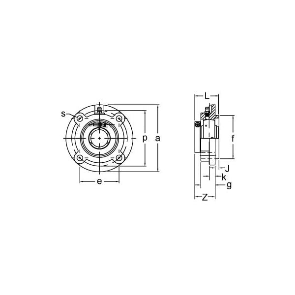 SINGLE ROW BALL BEARING, 2-7/16'' WIDE ACCU-LOC PILOTED FLANGE CARTRIDGE